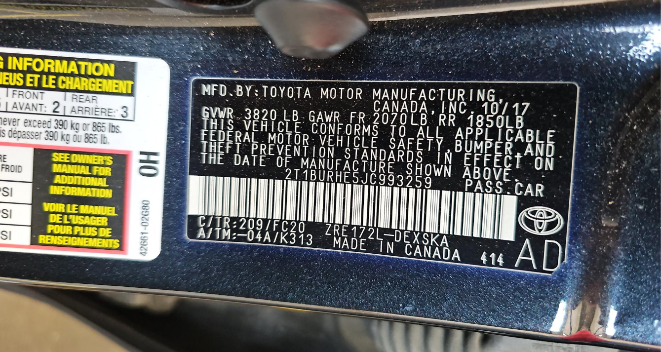 2018 Toyota Corolla SE Sedan